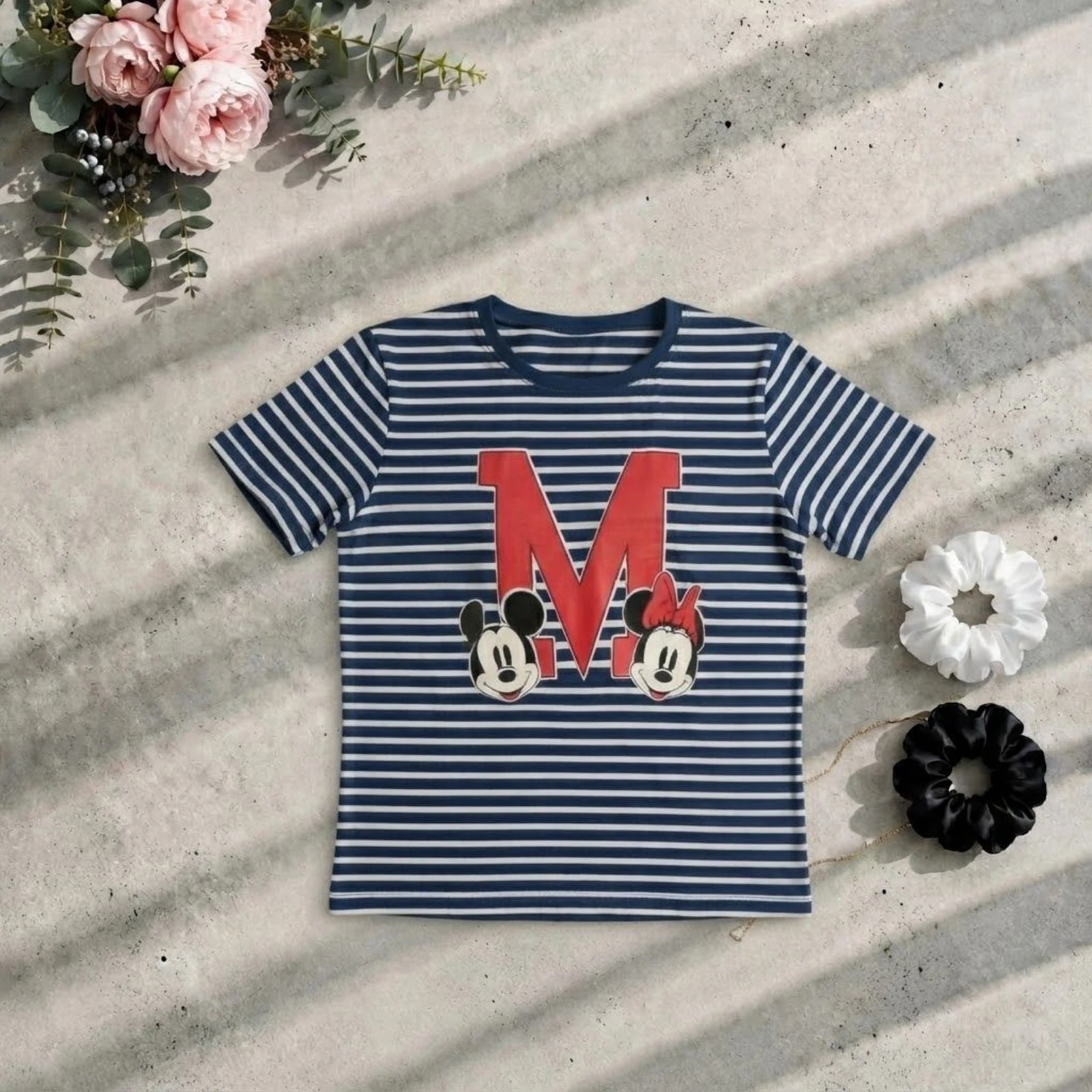 Camiseta a rayas Mickey Minnie azul mujer – photo 2